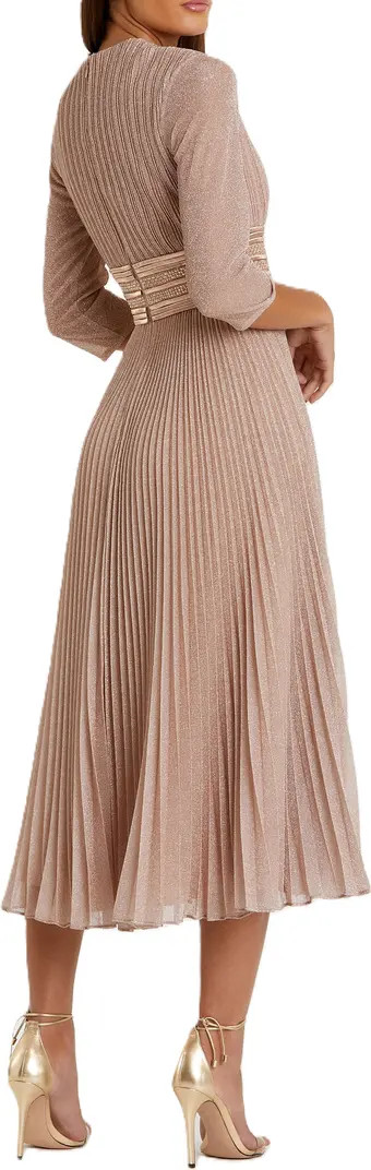 Shimmering 3/4 Sleeve A-Line Midi Dress | Nordstrom