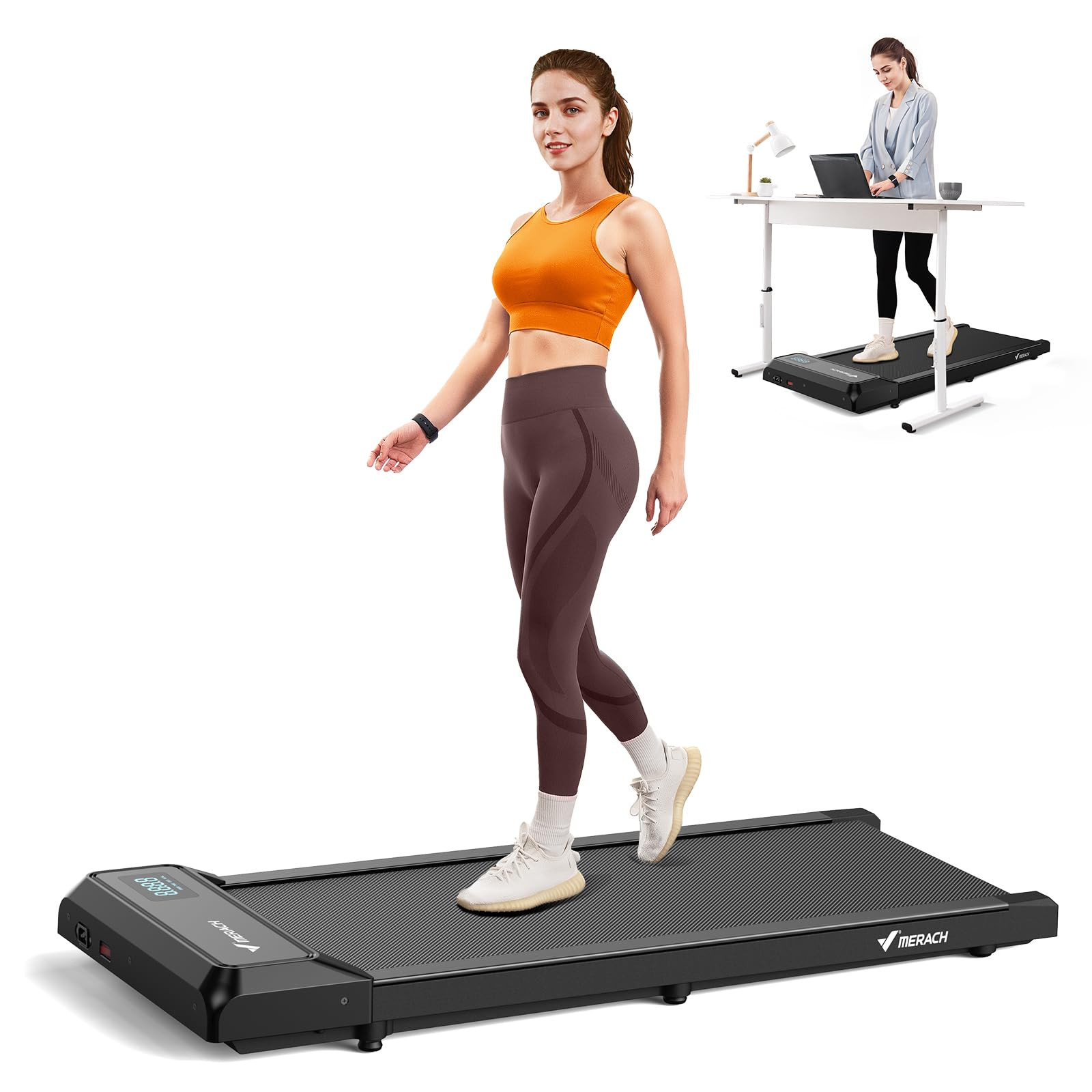 MERACH Walking Pad Treadmill with 0-9% Incline, Under Desk Treadmill Space-Saving Design, Remote ... | Amazon (UK)