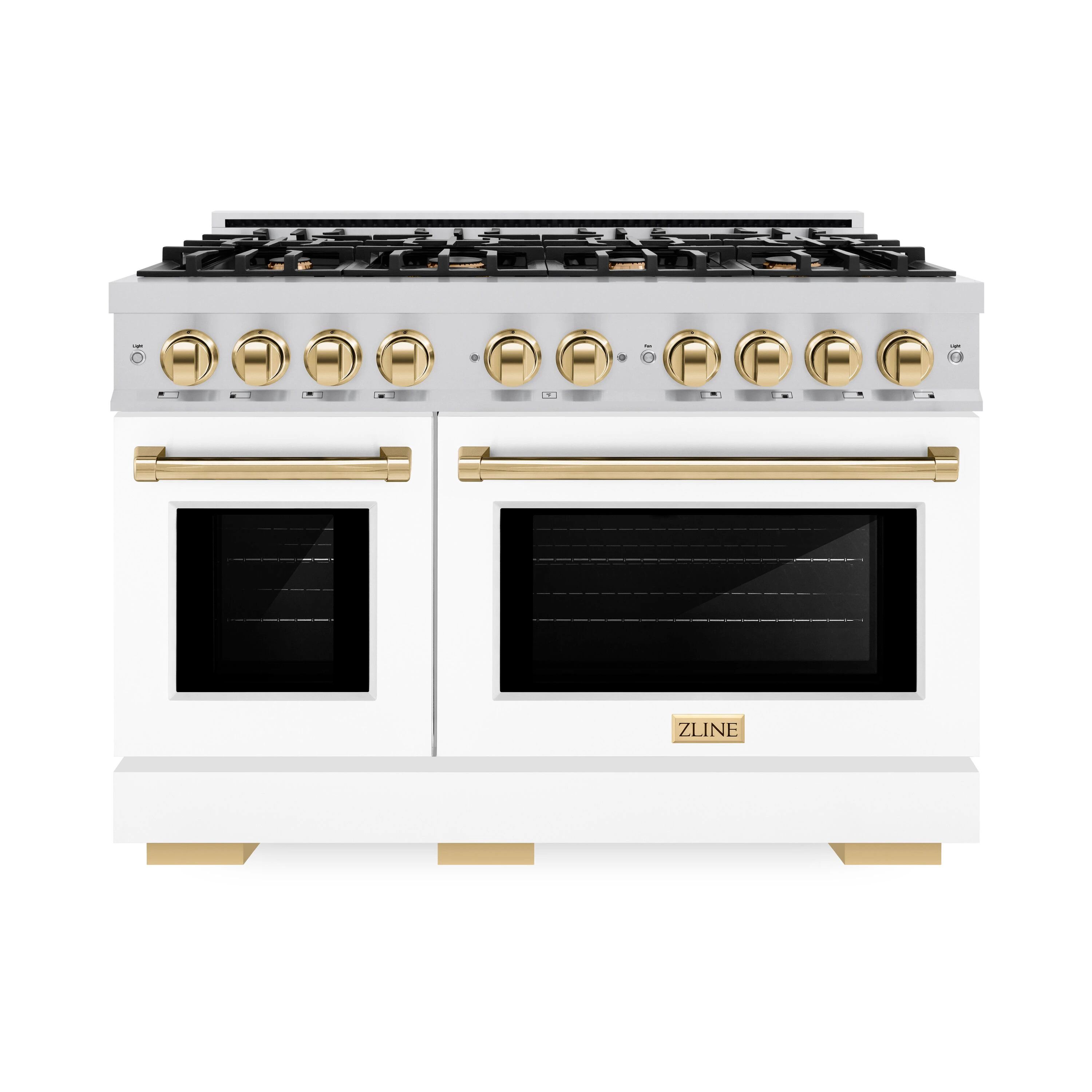 ZLINE KITCHEN & BATH Select 48-in Standard 4.2-cu ft / 2.5-cu ft Convection Oven Freestanding Double Oven Dual Fuel Range Stainless Steel, White | Lowe's