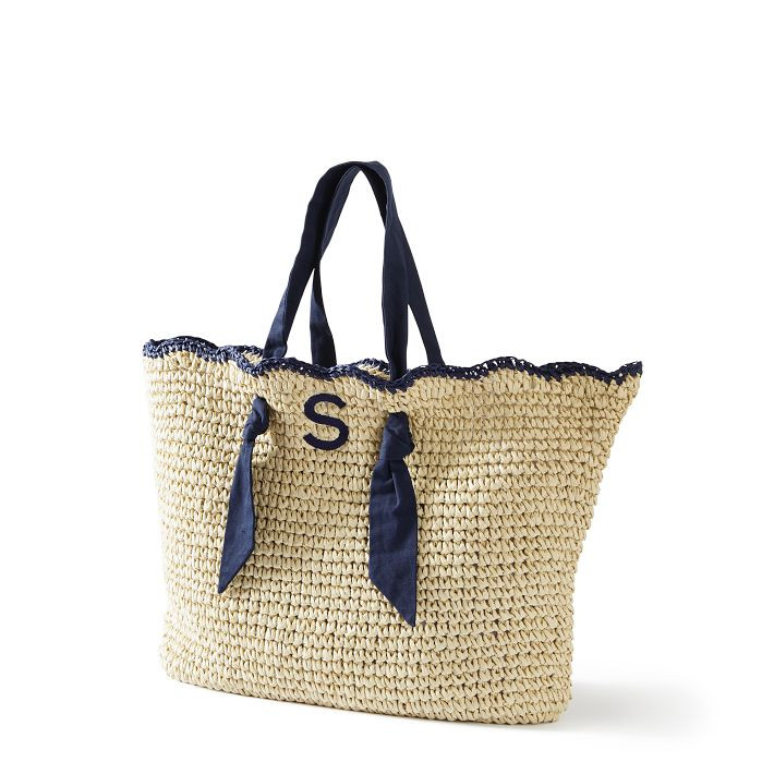 Ribbon Scalloped Raffia Tote | Mark and Graham
