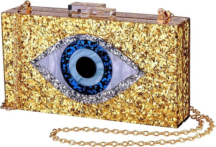 LETODE Clutch Purses for Women-Evil Eye Acrylic Clutch Glitter Purse Evening Bag Chain Shoulder C... | Amazon (US)