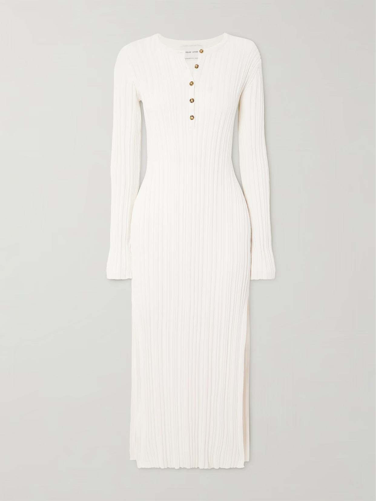 Loulou de Saison - Eldara Ribbed Silk-blend Midi Dress - Ivory | NET-A-PORTER (US)