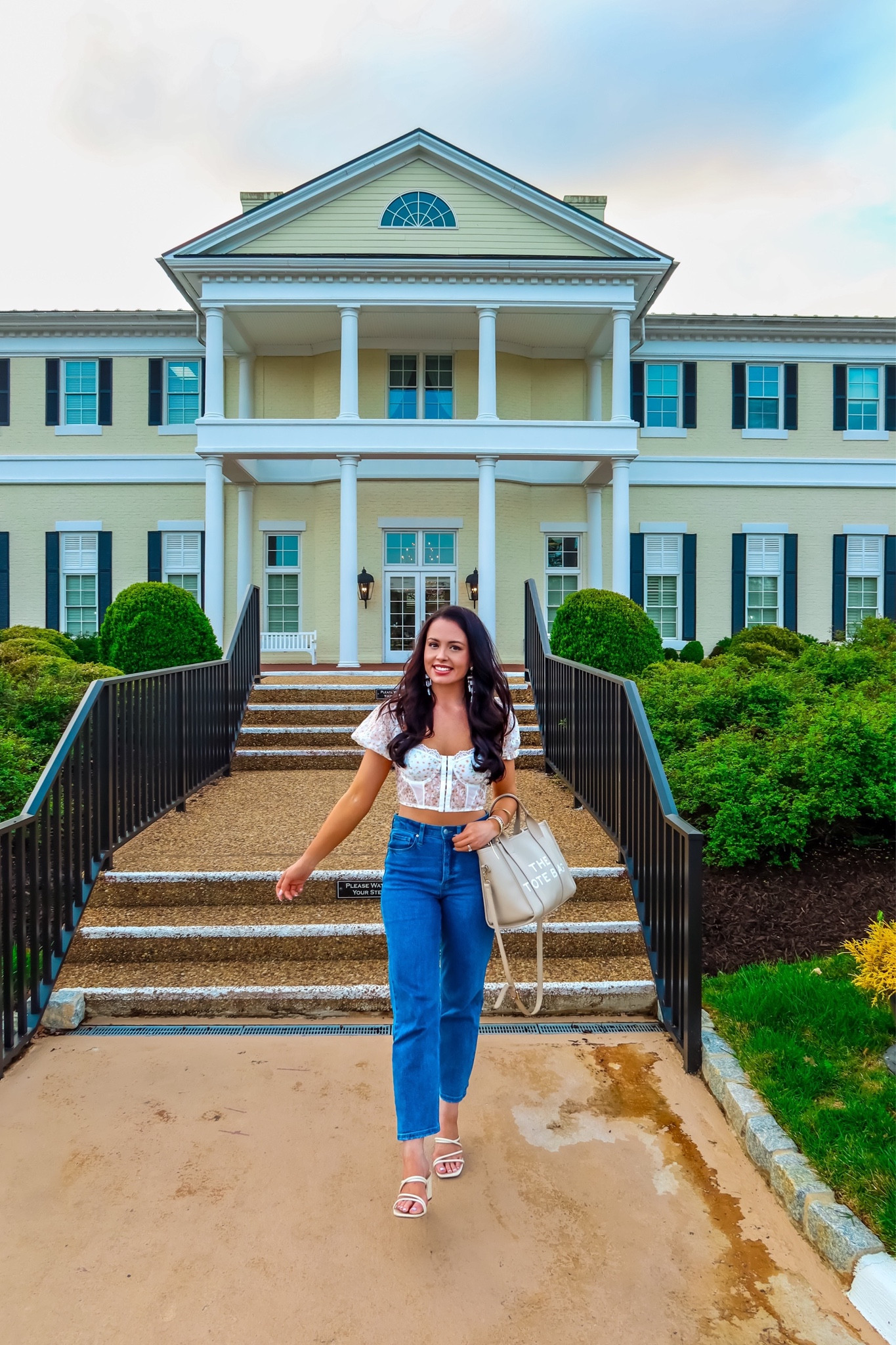Under $30 amazon bustier floral puff sleeve crop top (small, multiple colors), under $30 amazon khaki tote bag, under $15 amazon pearl statement earrings, $35 target sandals (tts), $25 target straight leg jeans (2, tts) #founditonamazon 

#LTKSaleAlert #LTKFindsUnder50 #LTKSeasonal