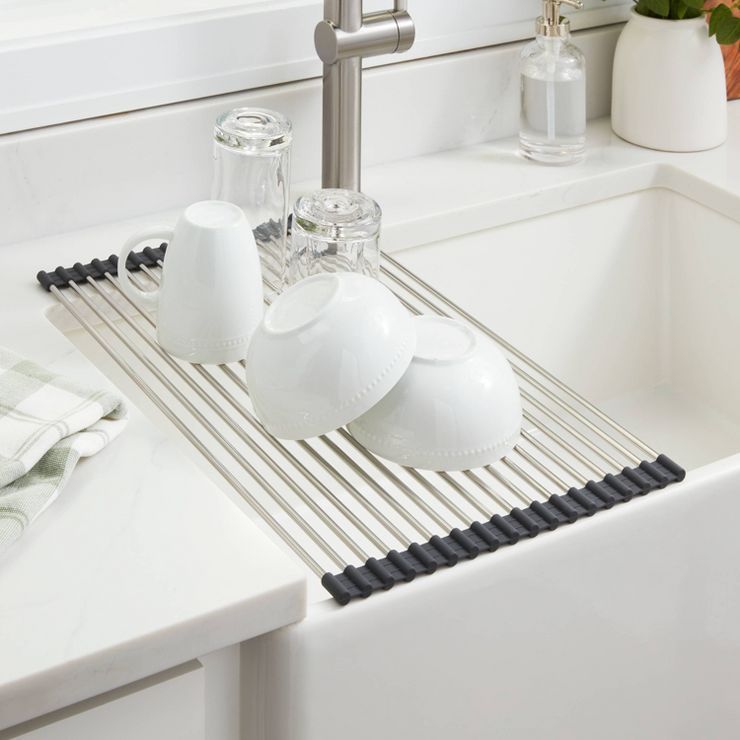 Over the Sink (Roll Away) Dish Drainer Silver - Brightroom™ | Target