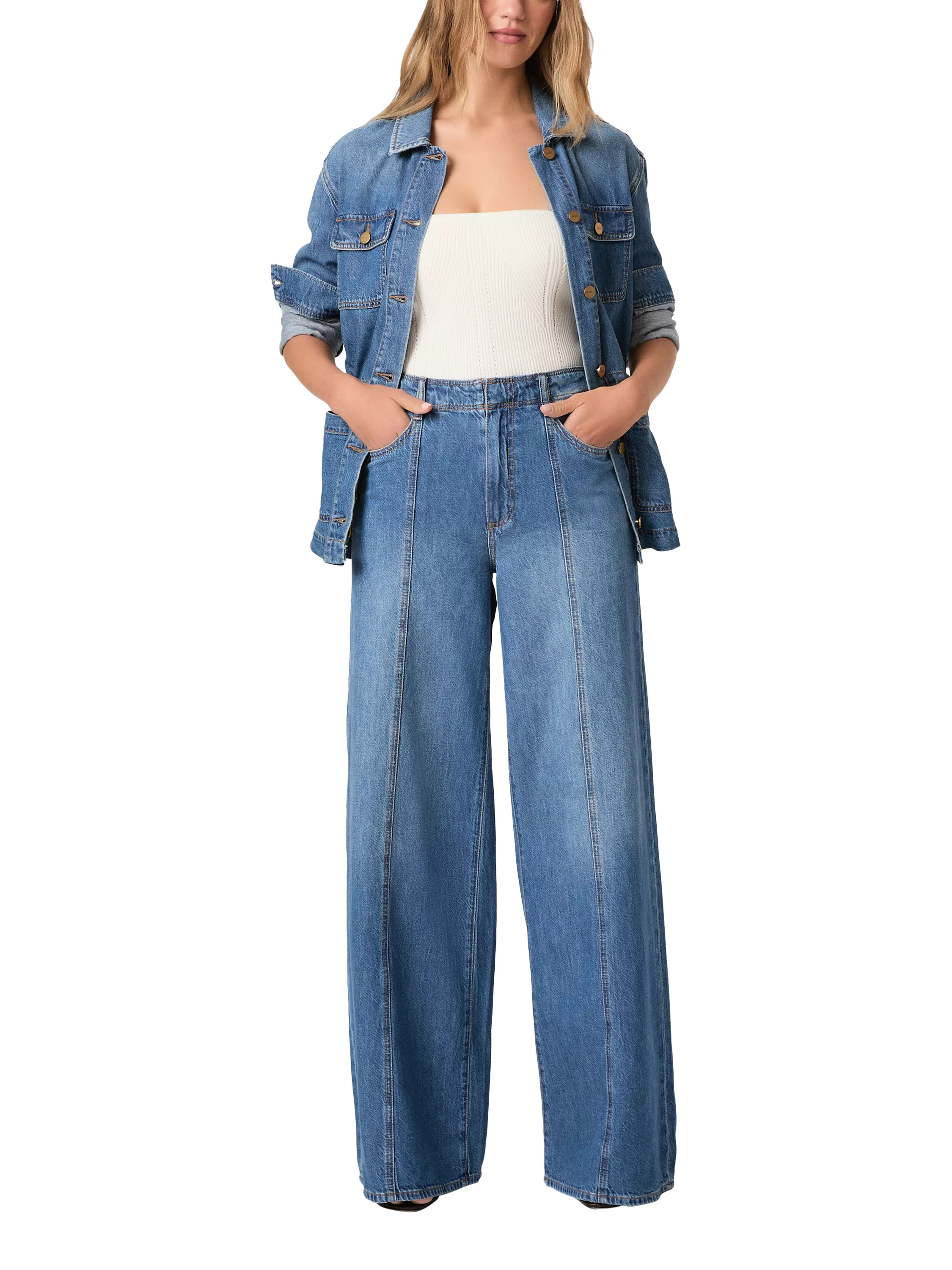PAIGE Cameron High Rise Wide Leg Jeans, La Verne | John Lewis (UK)