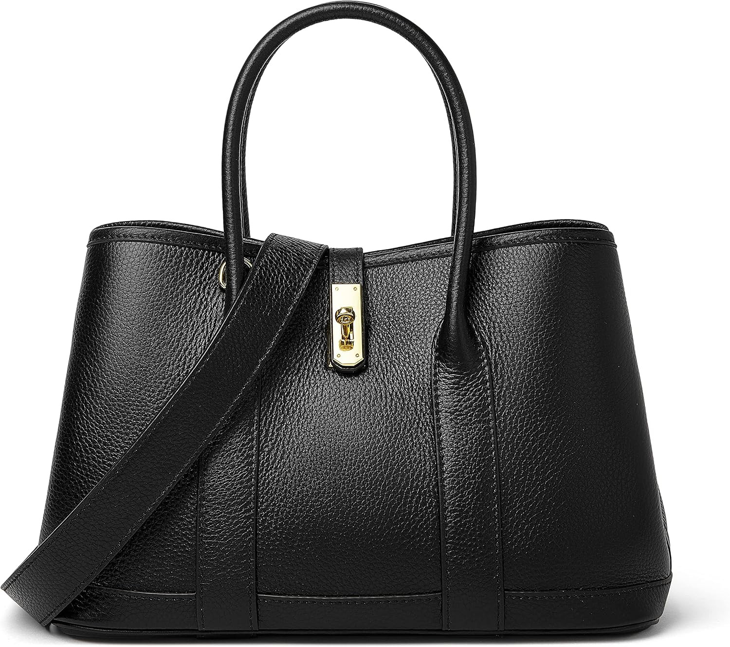 DORIS&JACKY Leather Tote Bag For Women Designer Shoulder Purse With Wide Strap (Black) | Amazon (US)