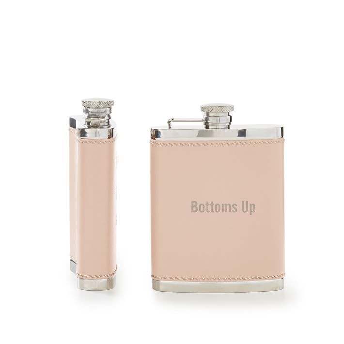 Leather Wrapped Flask, Blush, 8 oz | Mark and Graham