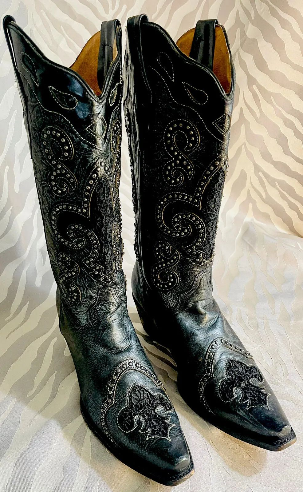 Corral Black Leather Fleur De Lis Inlay, Womens Western Boot Size 10 M | eBay US