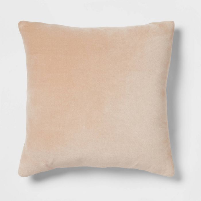 Cotton Velvet Square Throw Pillow Neutral - Threshold&#8482; | Target