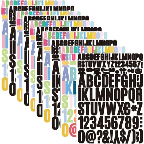 YMSDZHL 10 Sheets 102 Alphabet Stickers Letter Sticker Vinyl Self-Adhesive Number Vinyl Stickers, Mailbox Numbers Labels DIY Crafts Art Making, Decals for Sign,Notebook,Classroom Decor | Amazon (US)