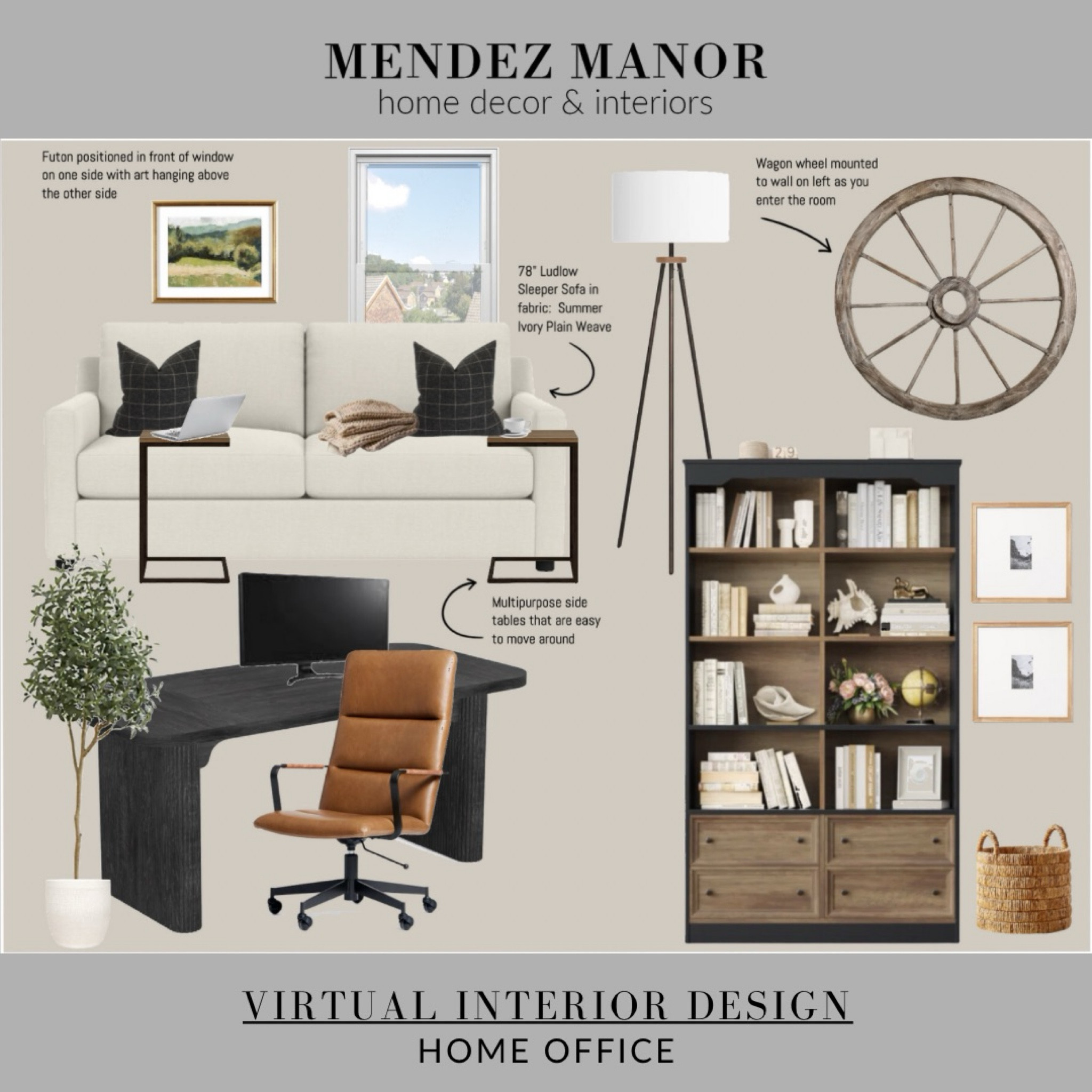 This is the most updated version of our home office design for my newest client in Chino Hills, CA. 

We are using a simple black office desk with a high back ergonomic office chair. We also changed to this taller bookcase/storage cabinet. I love the black and natural wood combo. 

The sofa bed will be provide extra sleeping space when needed. 👍🏻

#LTKSaleAlert #LTKHome #LTKFamily