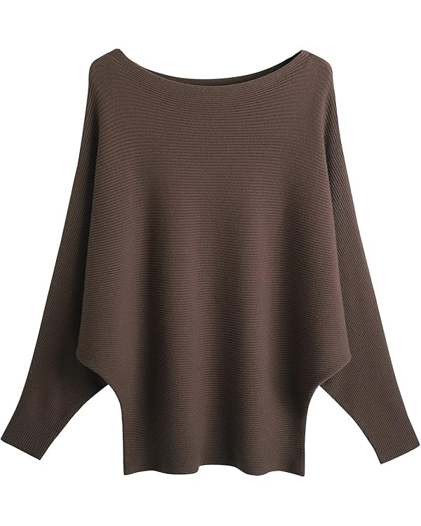 GABERLY Boat Neck Batwing Sleeves Dolman Knitted Sweaters and Pullovers Tops for Women | Amazon (US)