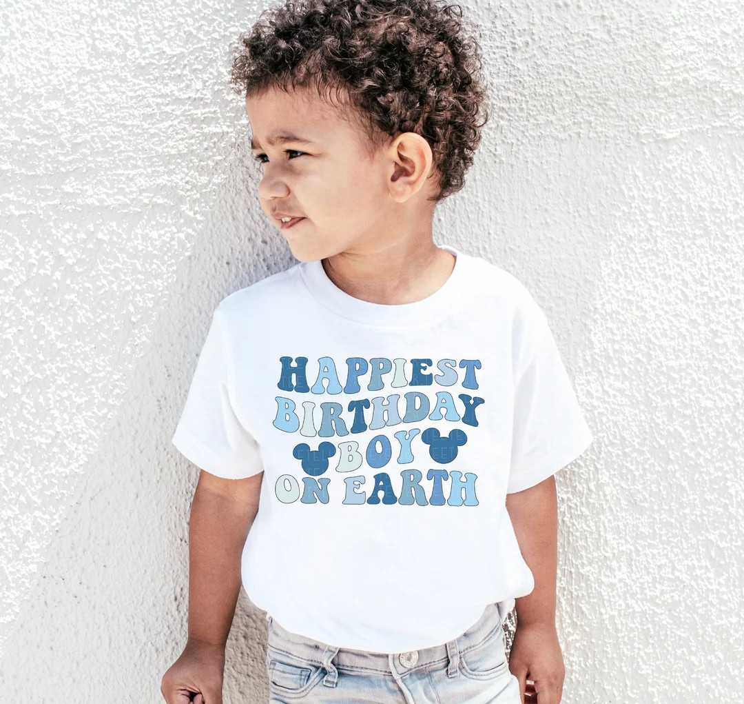 Happiest Birthday Boy on Earth Shirt Cute Mouse Ears Shirts - Etsy | Etsy (US)