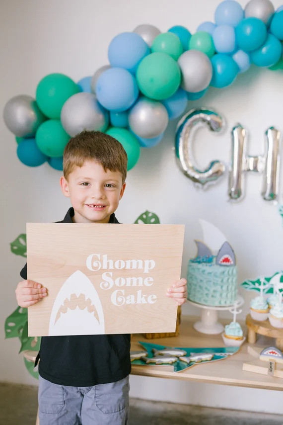 11x14 Shark Party Sign  Baby Shark Party  Wood Party | Etsy | Etsy (US)