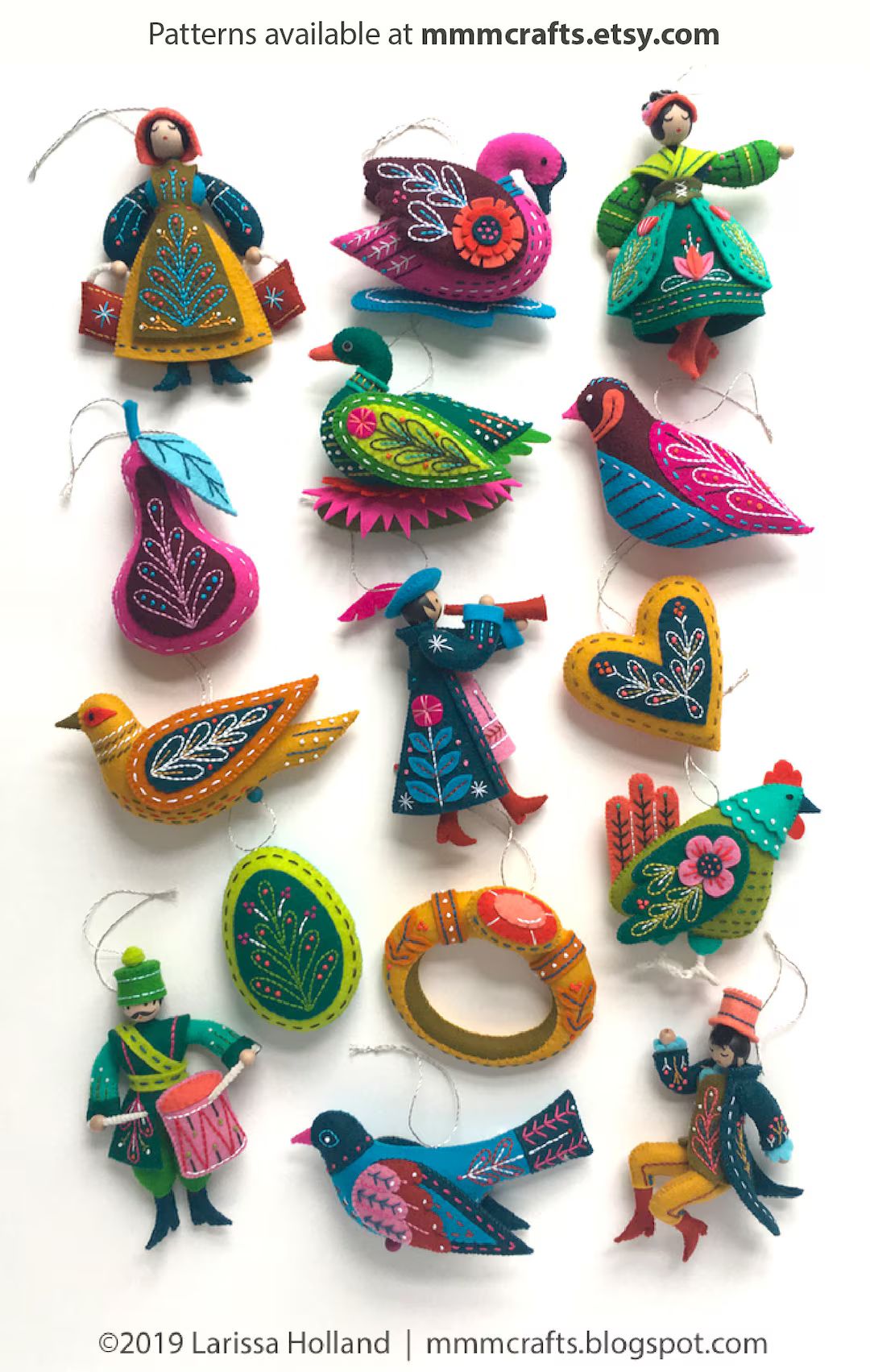 Twelve Days Ornaments, Jewel Colorway, Supplies Kit, 100% Wool Felt, Patterns Sold Separately, Mm... | Etsy (US)