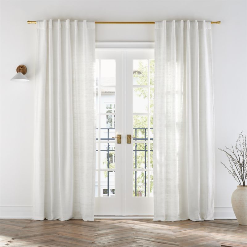 Trevino Cotton Silk White Curtain Panel 52"x120" + Reviews | Crate & Barrel | Crate & Barrel