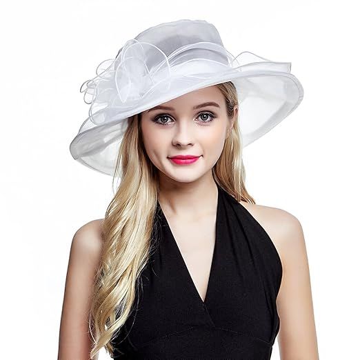 Women's Organza Church Derby Fascinator Cap Kentucky Tea Party Wedding Hat | Amazon (US)