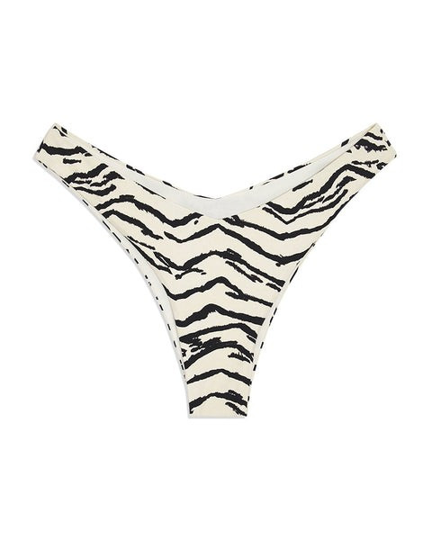 Delilah Bikini Bottom in White Tiger Print | outdazl