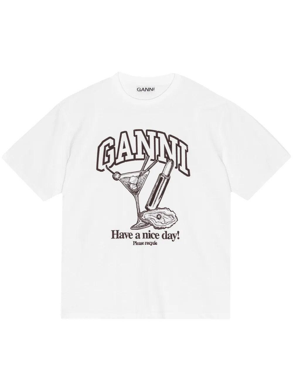 GANNI Cocktail-print T-shirt - Farfetch | Farfetch Global