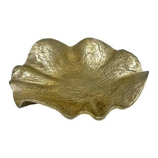 Gold 4 in. x 14.5 in. Handmade Aluminum Metal Flower Decorative Bowl | The Home Depot