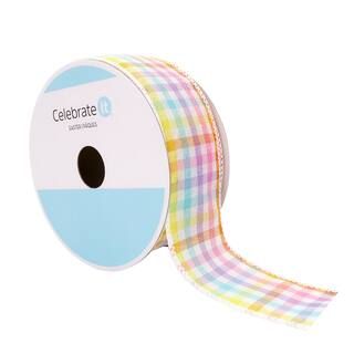 1.5" x 30ft. Wired Multicolor Checkered Easter Ribbon by Celebrate It® | Michaels Stores