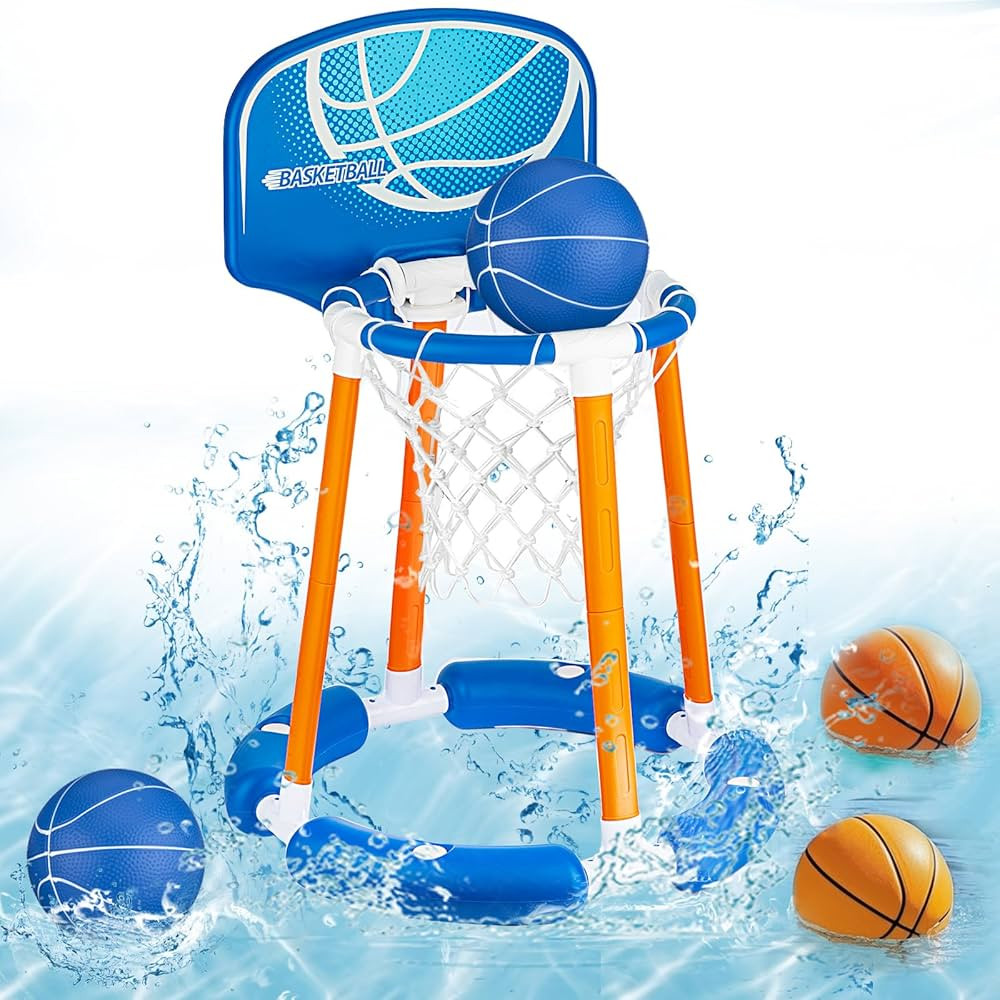 Pool Basketball Hoop with Backboard, Floating Pool Toy for Kids, Inflatbale Basketball Outdoor To... | Amazon (US)