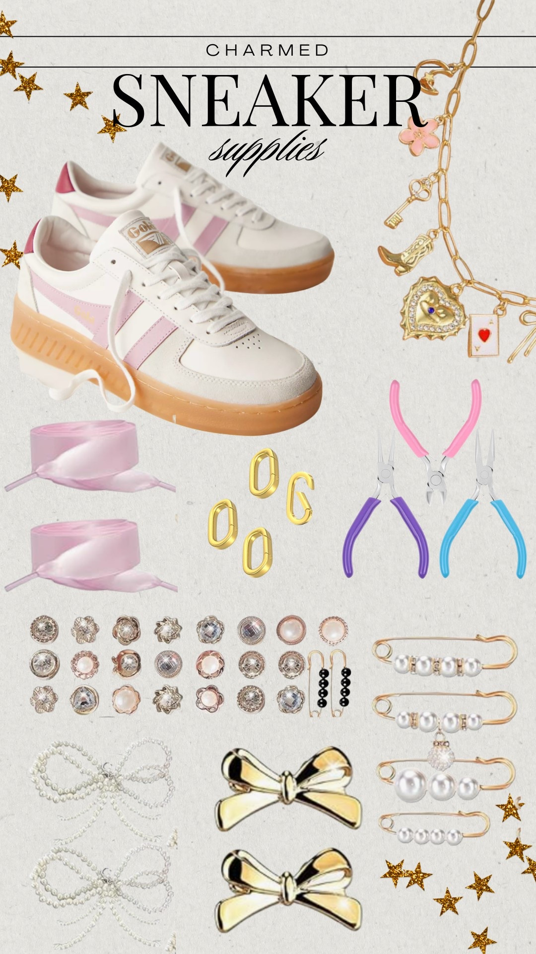 DIY charmed sneaker supplies 🎀✨👟