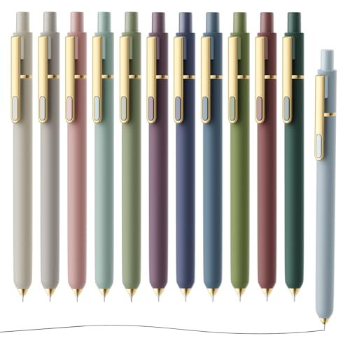 SUNEE Gel Pens, 12 Pack 0.5mm Pens Fine Point Smooth Writing Pens with Quick-Dry Black Ink, Cute Aesthetic School Office Note-Taking Pens for Journaling - Assorted | Amazon (US)