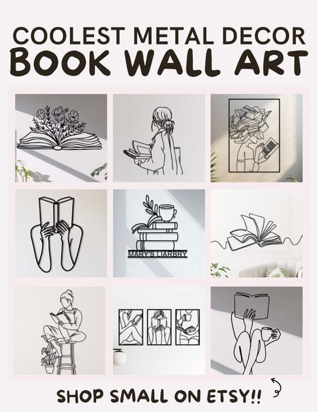 The coolest metal book wall art for the home of a reader 🥹✨🫶🏻 

#LTKhome #LTKGiftGuide #LTKfindsunder100