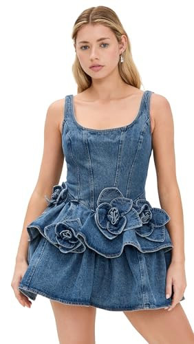 AKNVAS Women's Devyn Denim Dress with Rose Detail, Saxe Blue, 6 | Amazon (US)