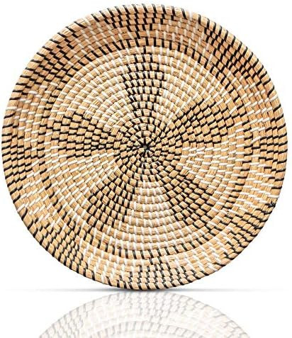 HNCmua Basket Wall Decor Boho - Round Rattan Serving Tray - Decorative Seagrass Tray - Hanging Wall  | Amazon (US)