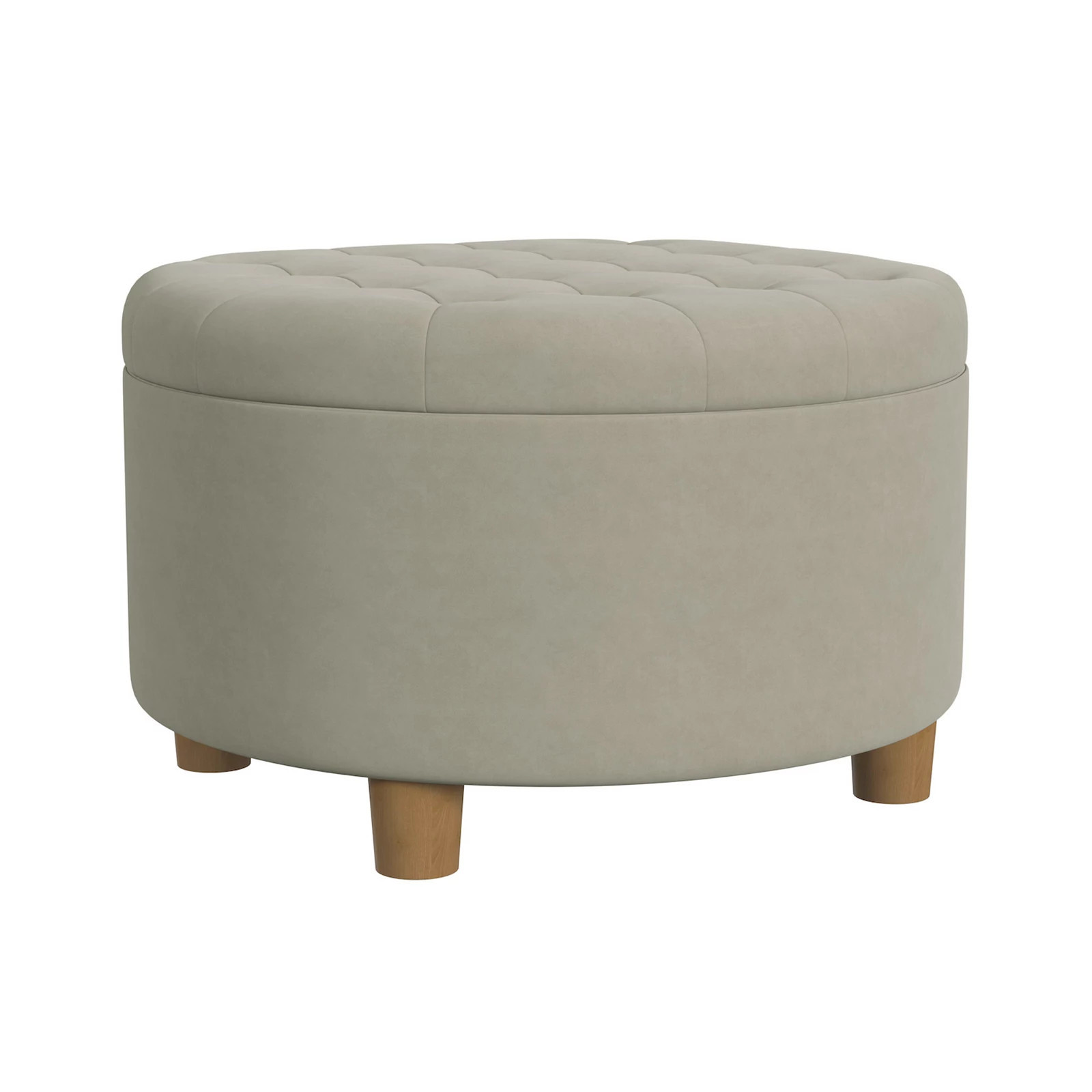 HomePop Round Tufted Storage Ottoman, Fawn Velvet | Kohl's