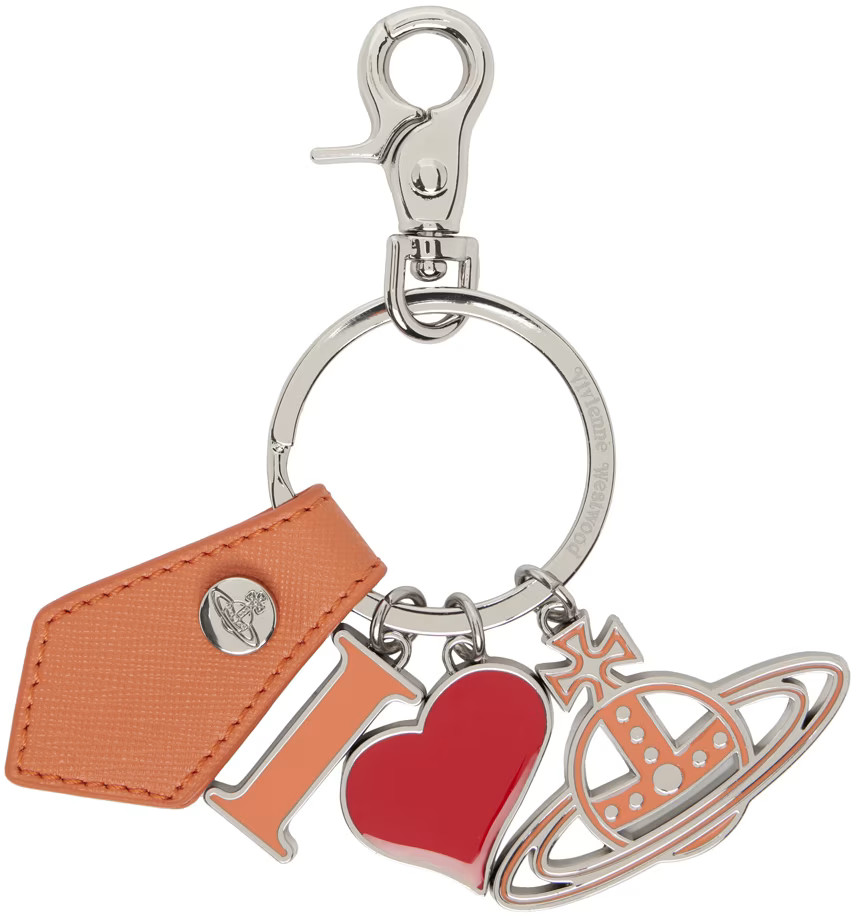 Silver Saffiano I Love Orb Keychain | SSENSE