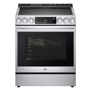 STUDIO 6.3 cu. ft. SMART Slide-In Electric Range in Stainless Steel with Instaview, ProBake, Air ... | The Home Depot