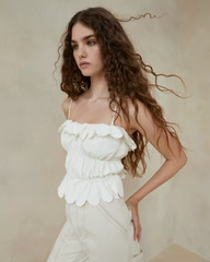 Micah Cream Gathered Bodice Top | Loeffler Randall