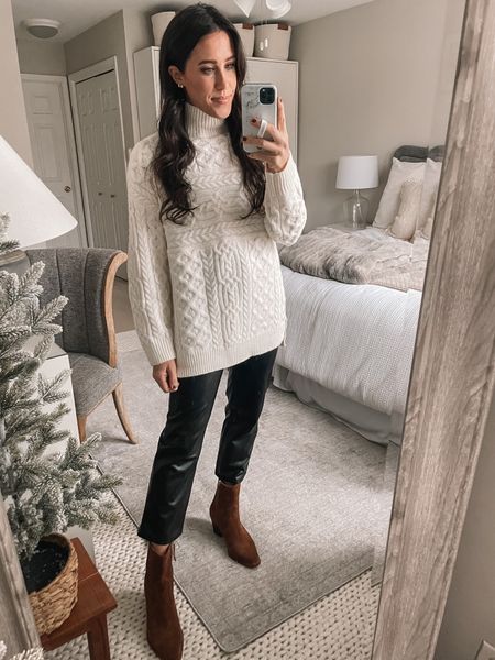 Abercrombie Sweater , Faux Leather Pants and Booties 

#LTKHoliday #LTKCyberweek