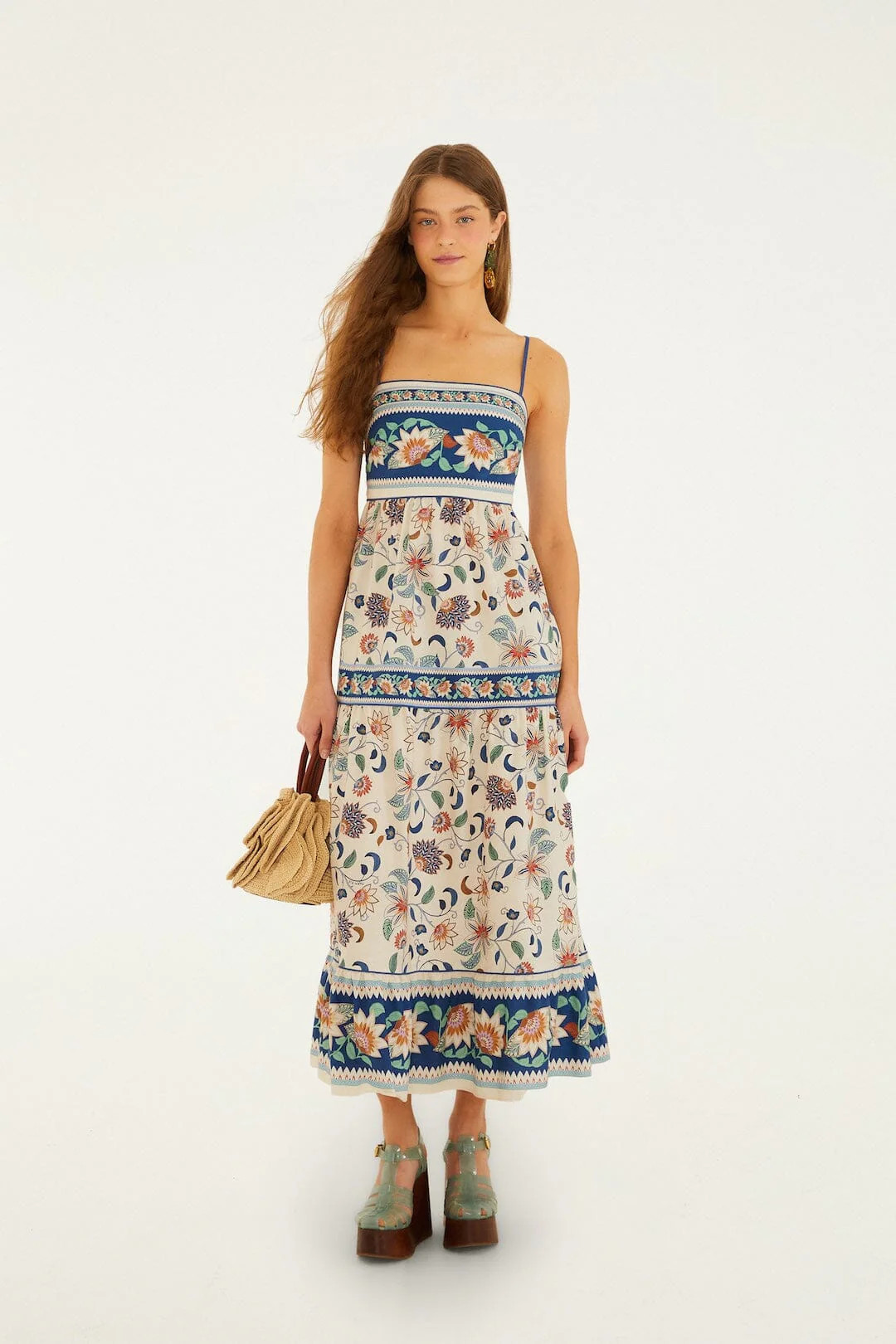 Soft Pink Floral Delhi Tapestry Midi Dress, FLORAL DELHI TAPESTRY LIGHT PINK / XXS | FarmRio (US)