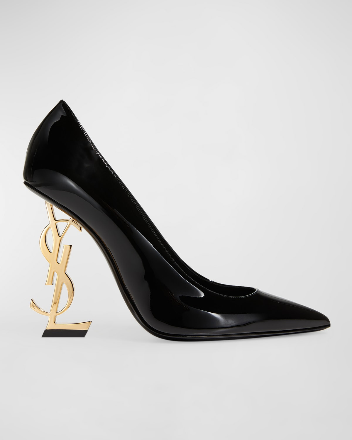 110mm Opyum YSL Patent Leather Pointed-Toe Pumps with Golden Hardware | Neiman Marcus