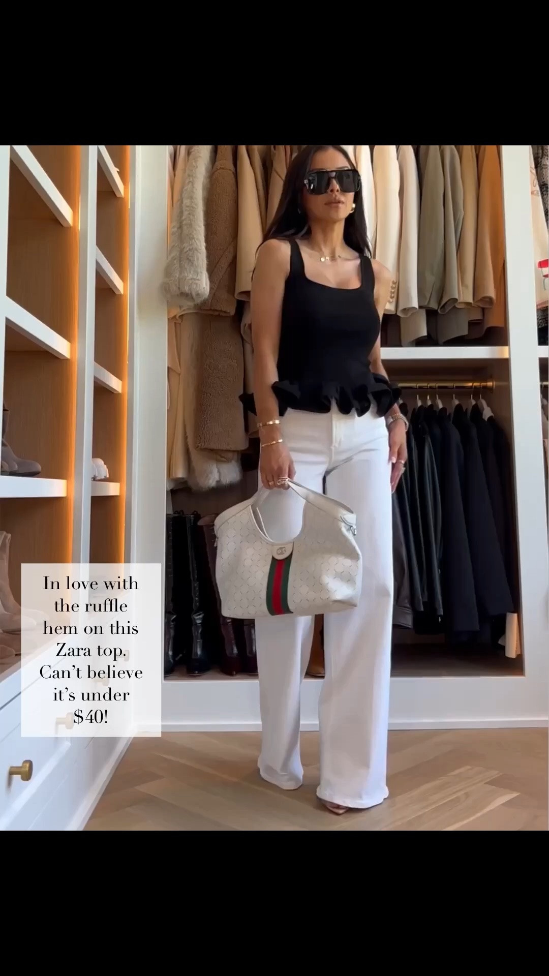 Zara new arrivals 
Wearing an XS/S
Citizens jeans wearing a 23
Gucci Giglio bags in size small
Amazon sunglasses
Amazon peplum top

#LTKOver40 #LTKootd #LTKPetite
