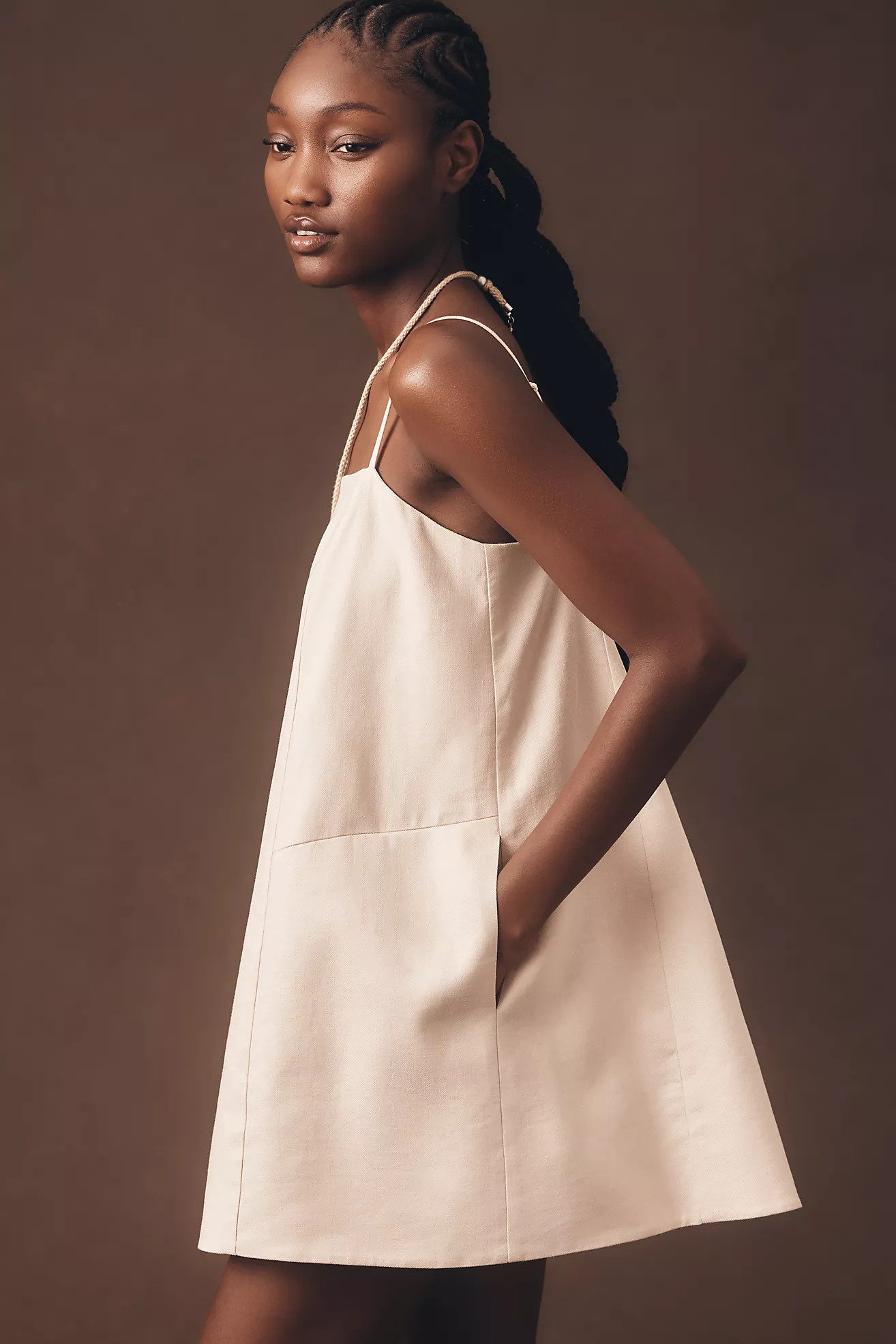 Mare Mare Square-Neck Linen A-Line Mini Dress | Anthropologie (US)
