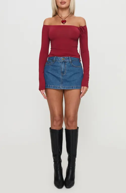 Princess Polly Nicolina Low Rise Denim Miniskirt in Light Wash at Nordstrom, Size 2 | Nordstrom