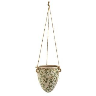 24" Green Tuscan Hanging Ceramic Scroll Planter By Nearly Natural | 6.5" x 6.5" x 24" | Michaels® | Michaels Stores