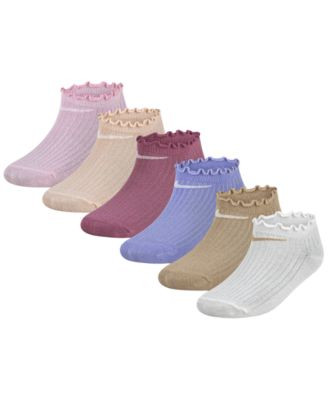 Girls' 4-7 Lettuce Welt No-Show Socks, 6-Pack | Macy's
