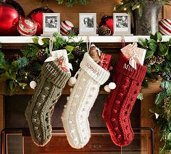 Knit Pom Pom Stocking | Pottery Barn (US)