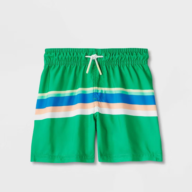 Toddler Boys' Adaptive Woven Swim Trunk - Cat & Jack™ Green Stripe | Target