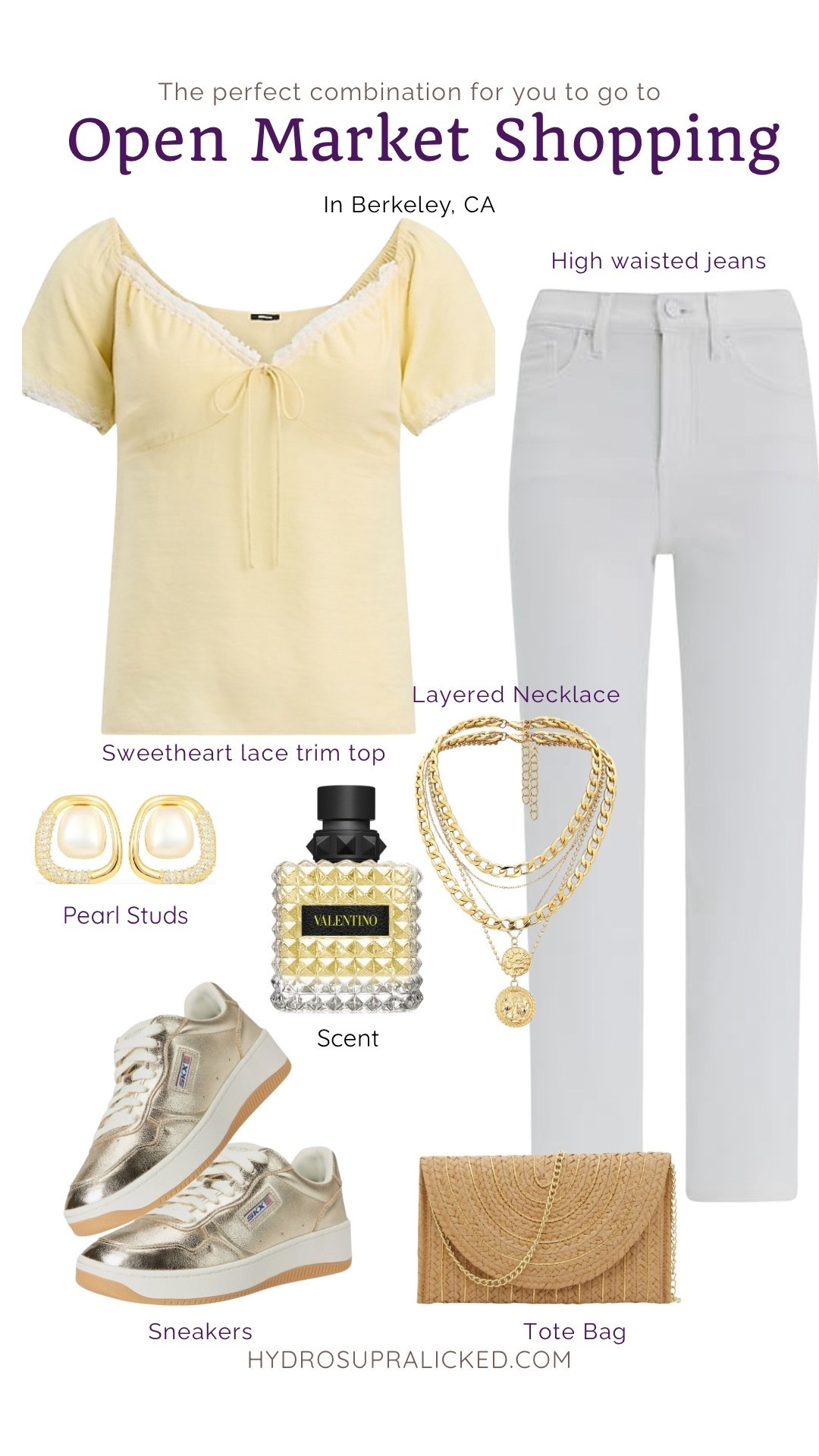 Preppy Outfits. Perfect light outfit to go day shopping at the market in Berkeley, California. Sweetheart lays top and white denim jeans from express necklace layered from Amazon. Gold sneakers from Skechers. Pearl study earrings from Amazon.

#LTKFindsUnder100 #LTKTravel #LTKSeasonal