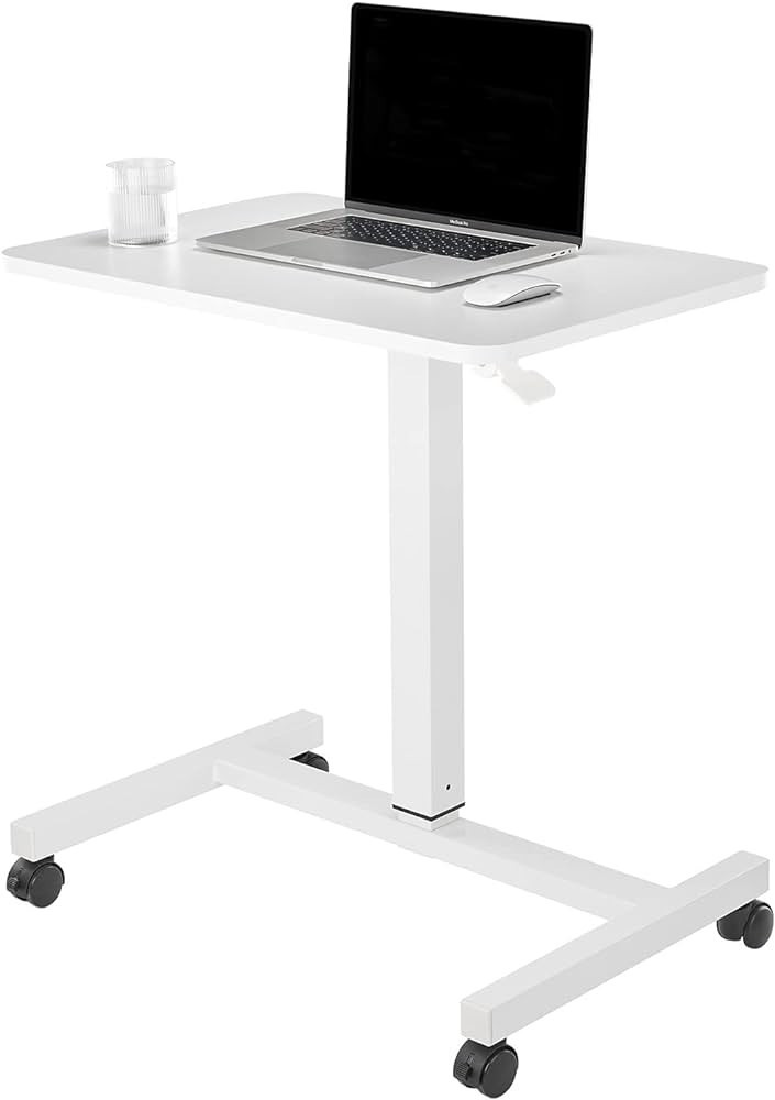 CLATINA Mobile Laptop Desk Pneumatic Sit to Stand Table Height Adjustable Rolling Cart with Locka... | Amazon (US)