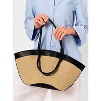 Katie Loxton Riviera Raffia Tote Bag In Raffia / Black | Very (UK)