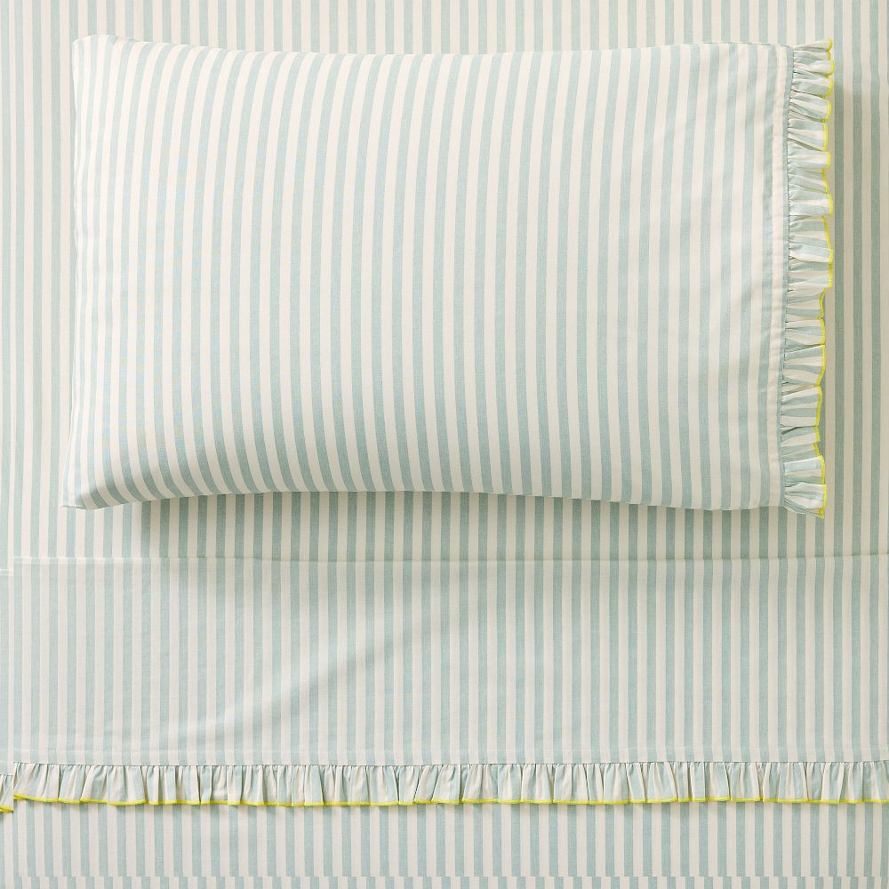 Pink Chicken Ruffle Stripe Sheet Set | West Elm (US)