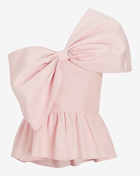 One Shoulder Statement Bow Corset Peplum Top | Express